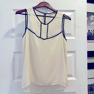 Nordstrom top blouse sleeveless navy black cream size small